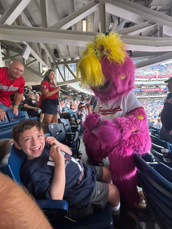 GSP kid meeting the Cleveland Guardians mascot